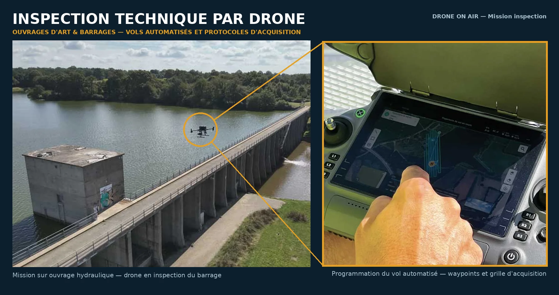 Infographie inspection technique par drone formation Rennes vols automatisés